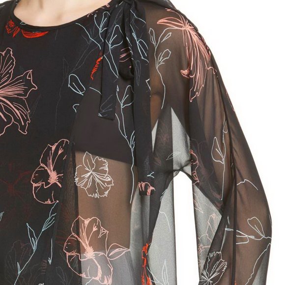 Diane von Furstenberg Sheer Tie Neck Silk Blouse - Picture 7 of 11